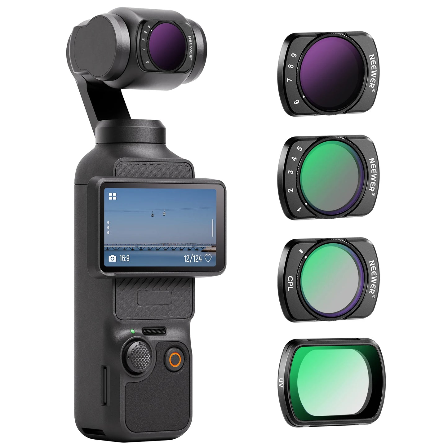NEEWER Magnetic ND/CPL Filter Set Compatible with DJI OSMO Pocket 3, 6 Pack UV CPL ND16/PL ND32/PL ND64/PL ND256/PL Polarizing